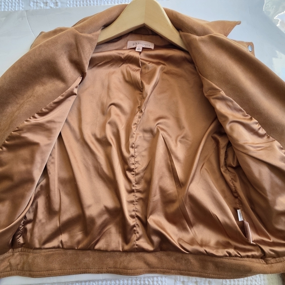Tan Suede Anthropologie Women's Moto Jacket - Picture 4 of 10